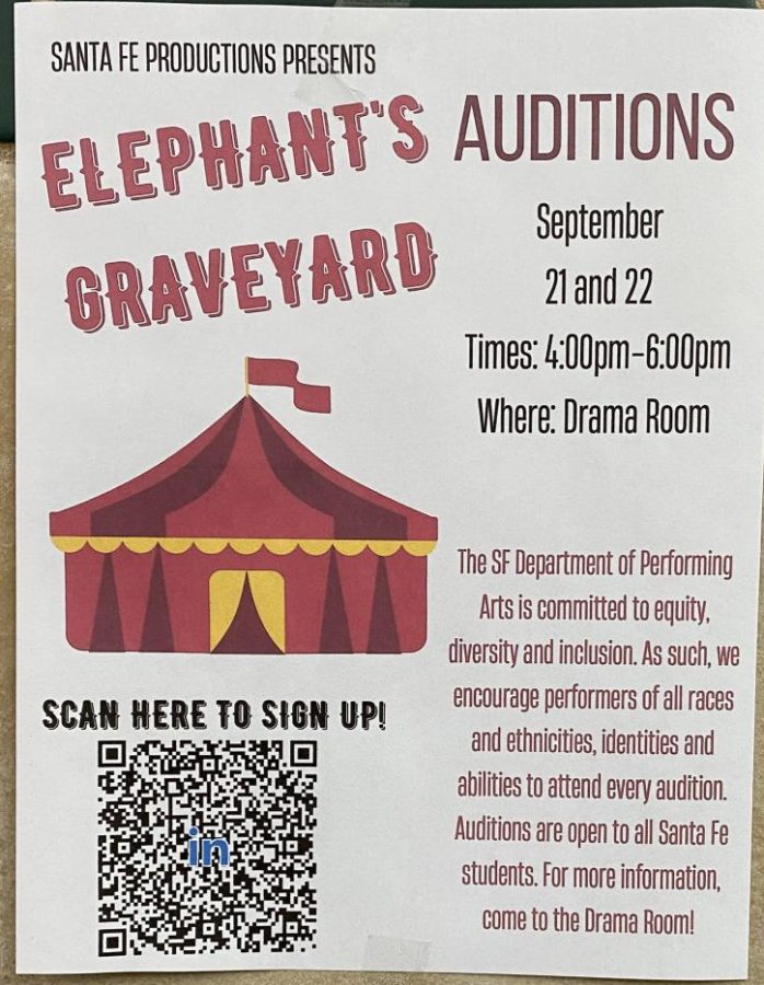Flyer for Elephant Graveyard Auditions.  