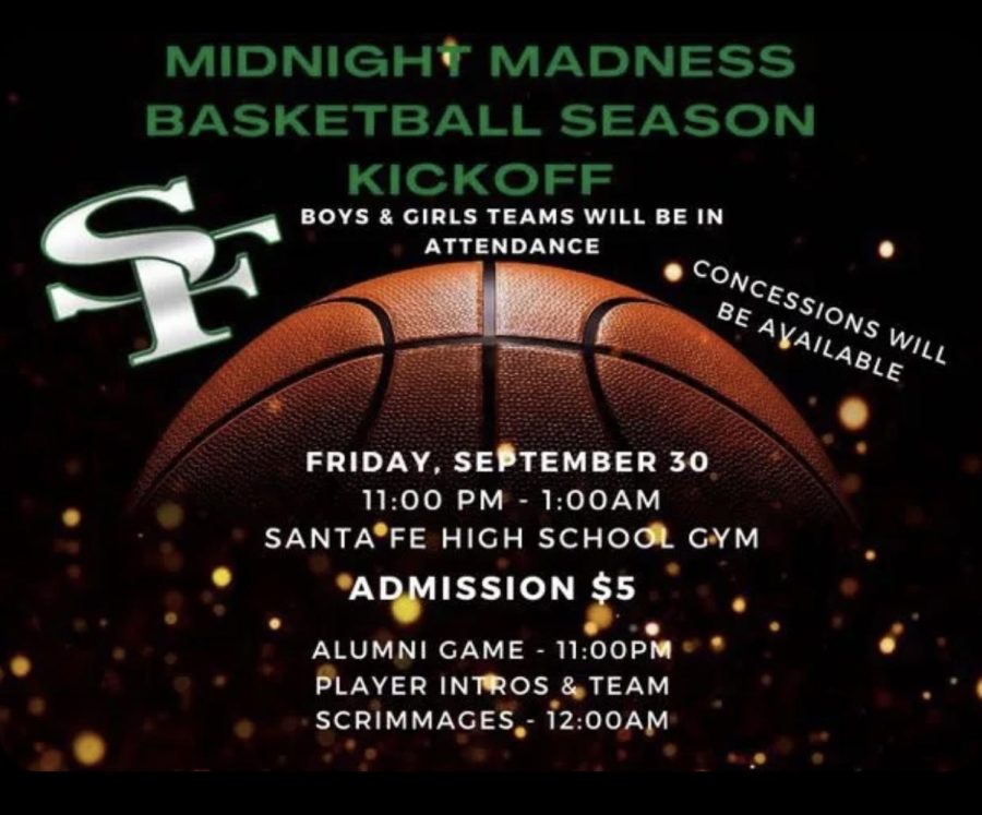 Flyer for Midnight Madness basketball
