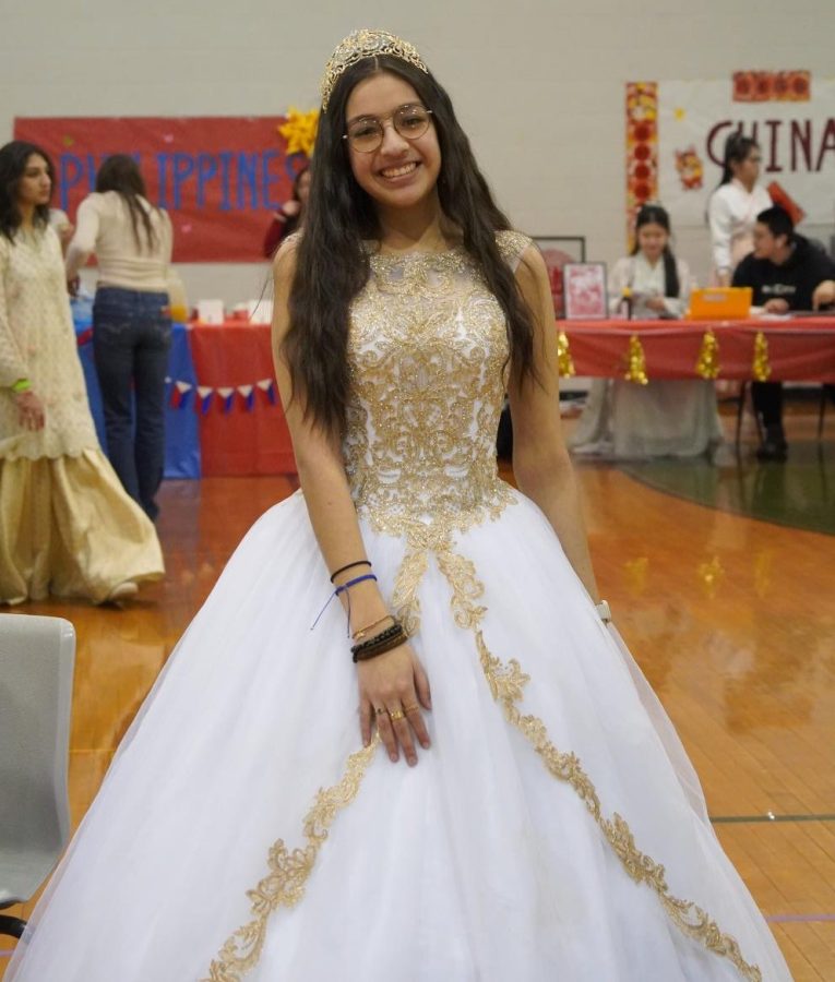 Arriana Charqueno in her quince dress. 