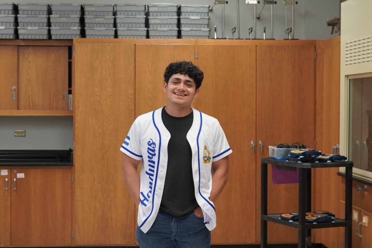 Sophomore Jose Avila wearing a Honduras shirt.