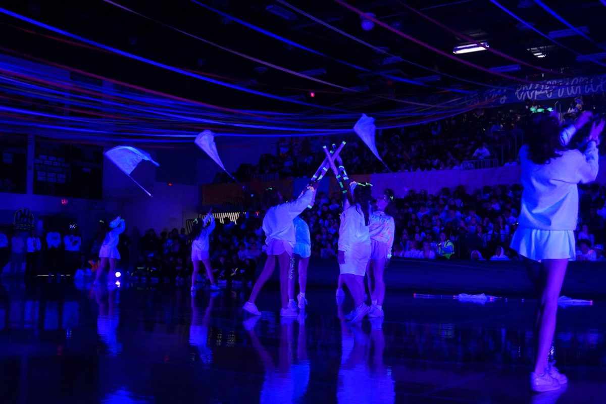 Color Guard ending pose of their Blacklight routine. 