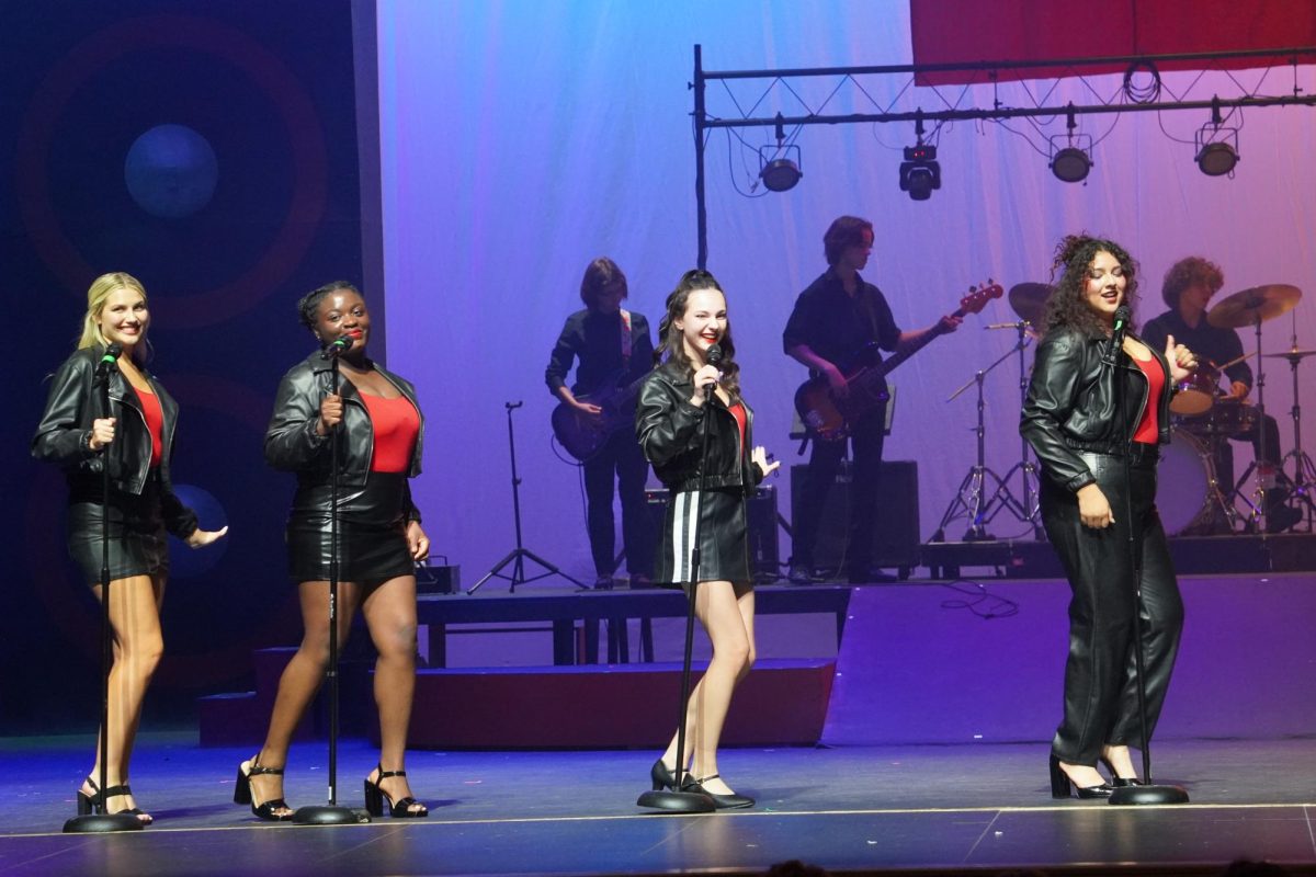 (Left to Right) Reese Hollingsworth, Kayla Eyabi, Tessa Wolff and Yulissa Vargis performing "Fallin For Ya" from "Teen Beach Movie."