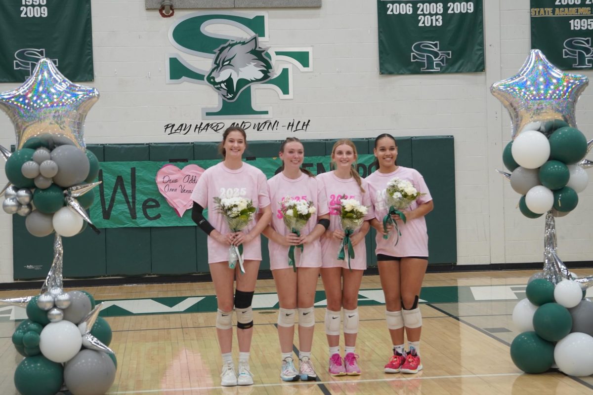 Seniors at volleyball Senior night.