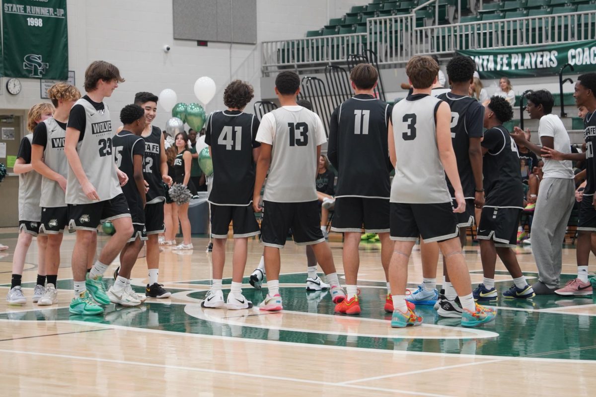 The freshman Santa Fe boys basketball getting introduced. 