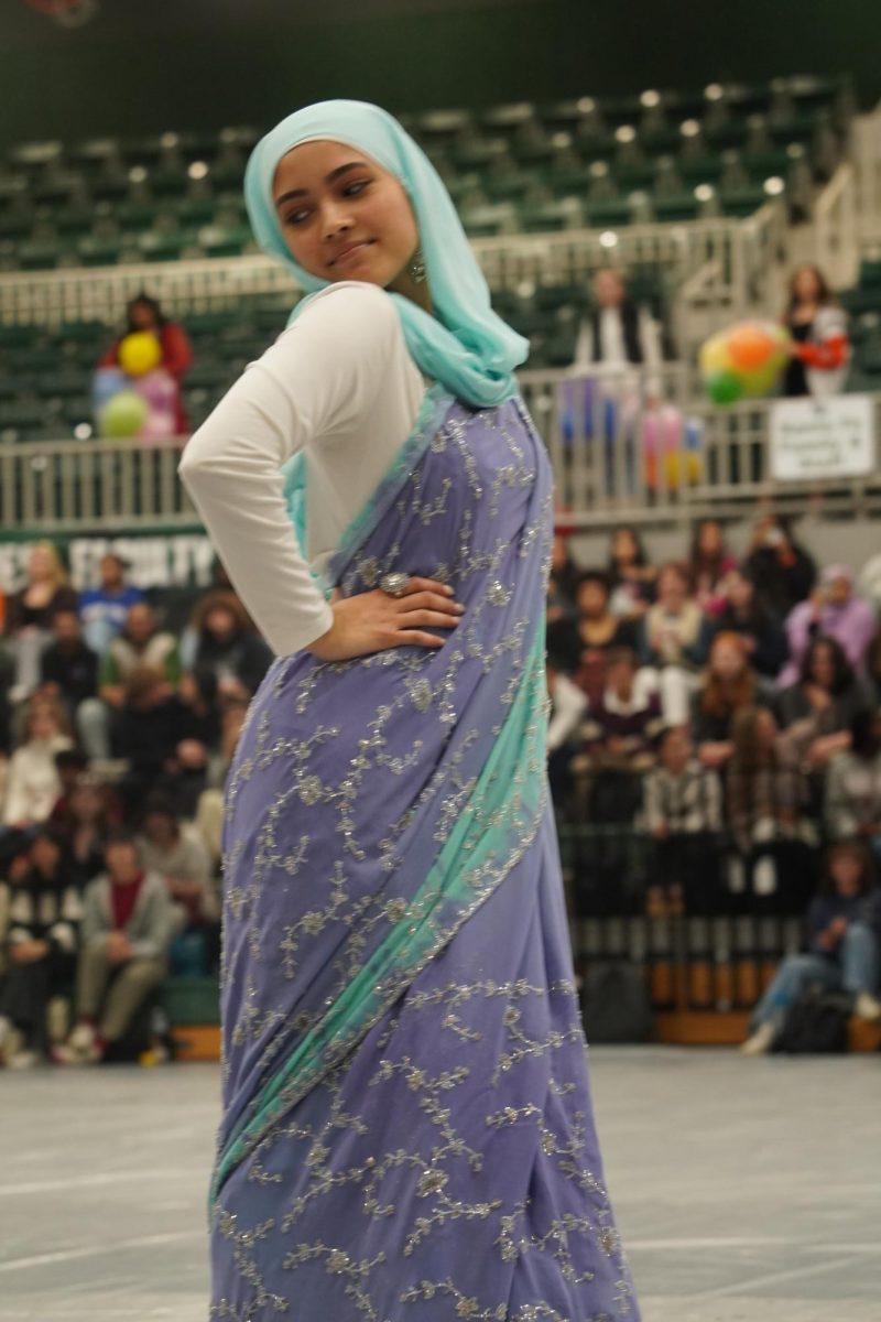 Senior Subaha Kibria representing Bangladesh in the fashion show.