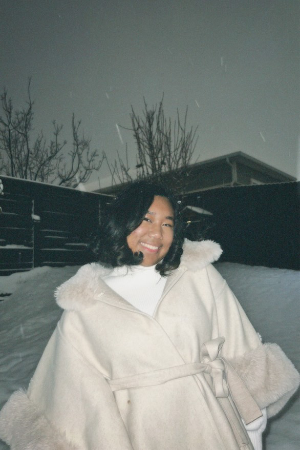 Sophomore Dana Manuel in the snow during the remote days.