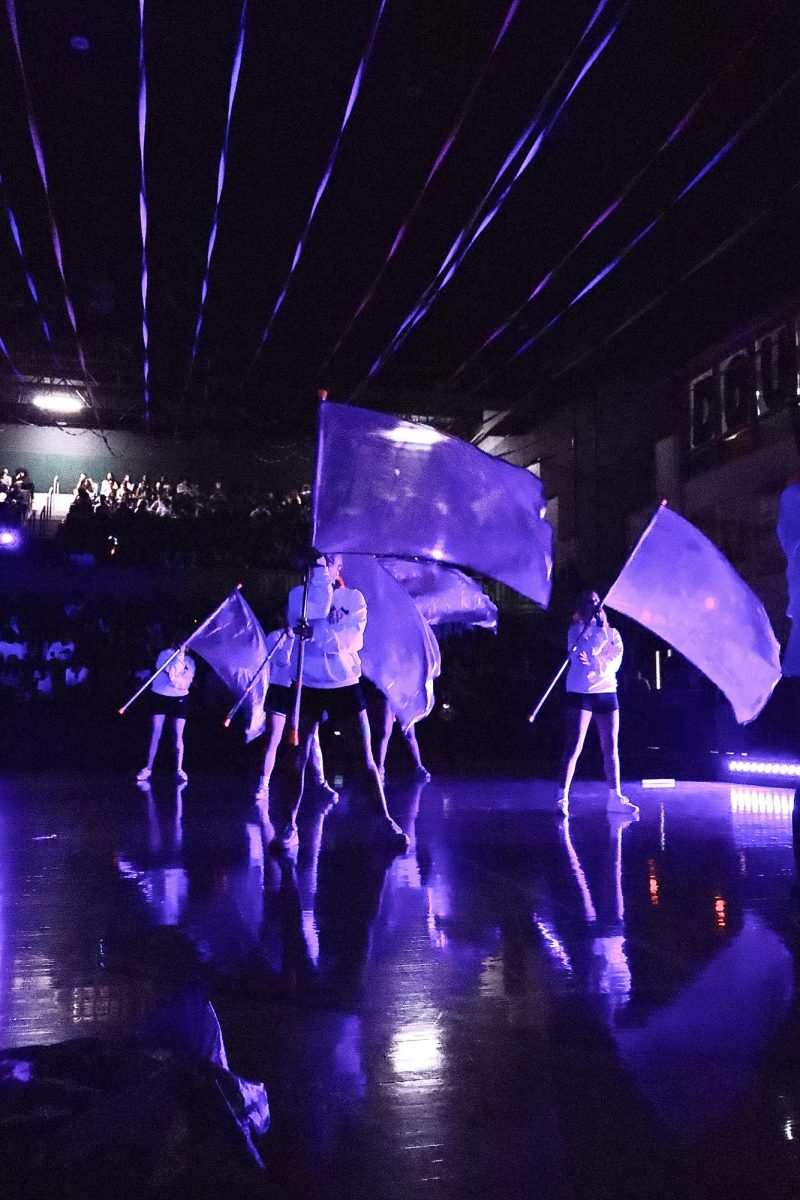 Colorguard performing.