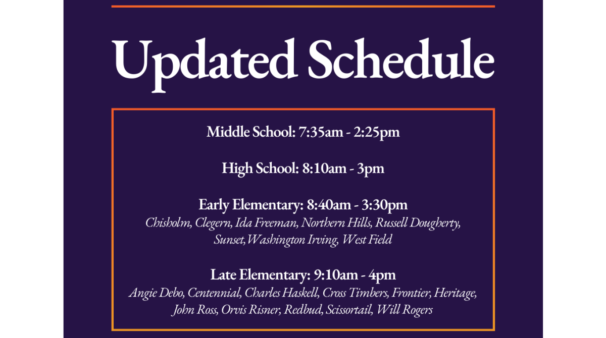 The new bell times that Edmond Public Schools released.