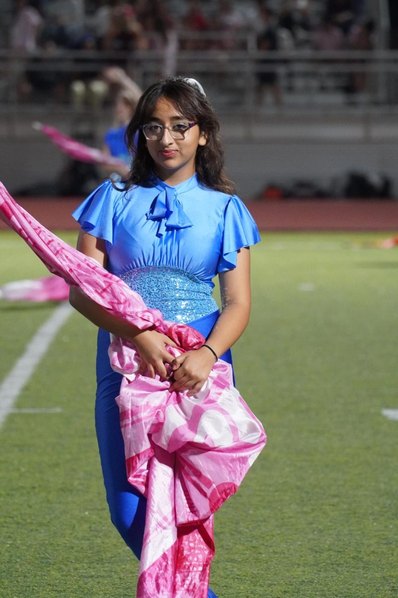 Rose Magallanes posing with her flag.