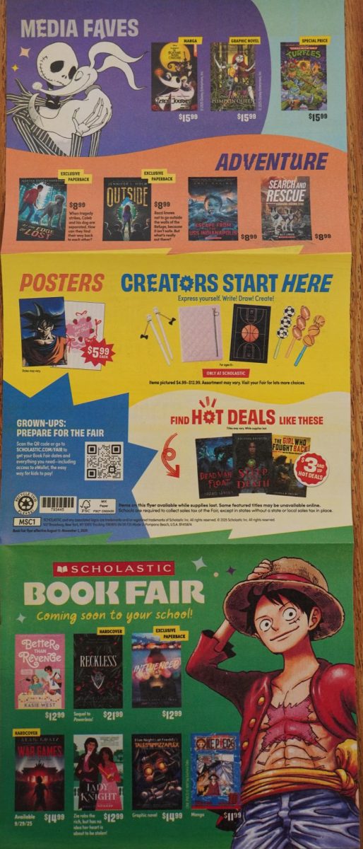 Book fair flyer handed out to students.