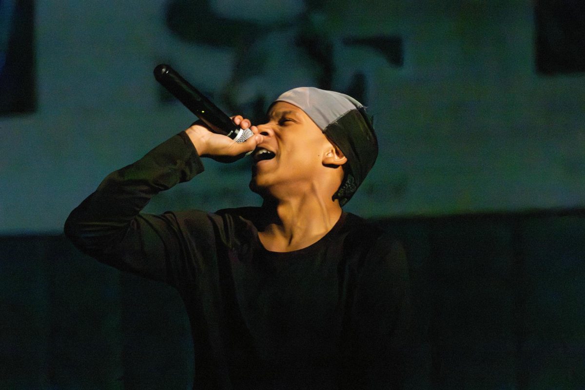 Senior Nyles Jackson performing his original songs at Santa Fe's Got Talent