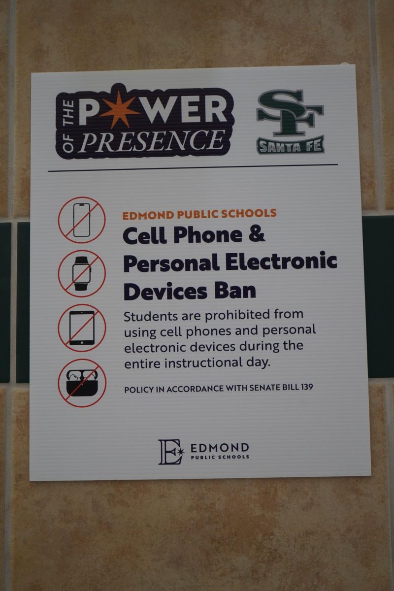 One of many Edmond Santa Fe phone ban poster around school. 